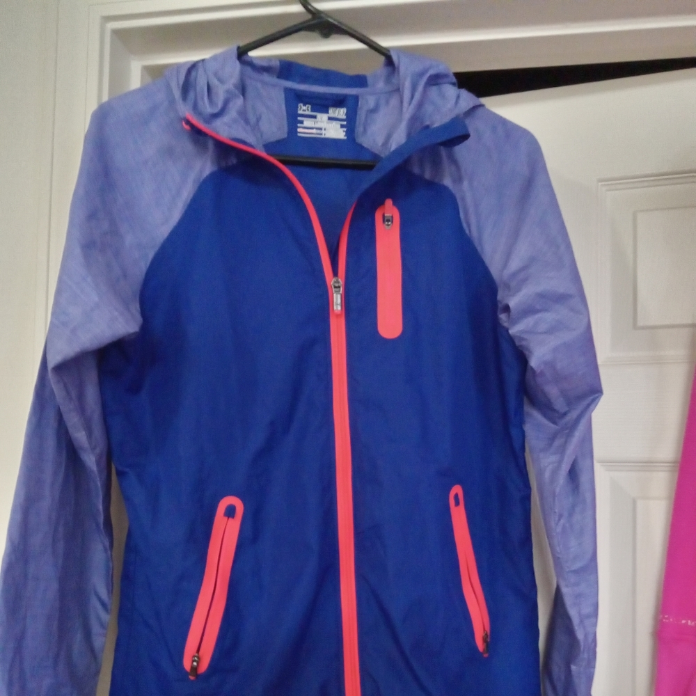 Womans purple and pink Rain coat small under Armour